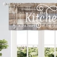 thumbnail image 2 of Rustic Farmhouse Valance Kitchen Curtains Short Small Country Fork and Spoon Retro Wooden Board Vintage Blue Beige Rod Pocket Rural Bedroom Living Room Treatment Fabric 1 Panel 52Wx18H Inch, 2 of 4