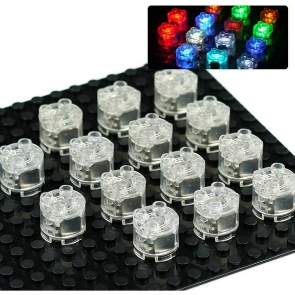 14PCS Light Up Building Bricks Multicolor LED, 2x2 Classic Transparent LED Light Brick Pack Sets, Kit Toys Compatible with All Major Brands
