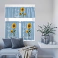 thumbnail image 6 of 3 Piece Kitchen Curtains and Valances Set Light Blue Sunshine Sunflower Cafe Curtains 24 Inch Length Pastoral Bees Farmhouse Floral Valance & Tier Curtain for Living Room Bedroom 54"x18"+27"x24"*2, 6 of 6