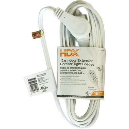 UPC 756847000146 product image for HDX Extension Cord 12 ft. 16/2 SPT-2 Slender Plug White HD#342-417 | upcitemdb.com