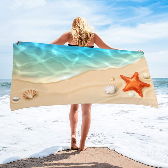 LSLJS Beach Towel Summer Beach Essentials Microfiber Beach Towels Super Lightweight Colorful Bath Towel Sandproof Beach Blanket Multi-Purpose Towel for Travel Swimming Pool 30x60 Inch