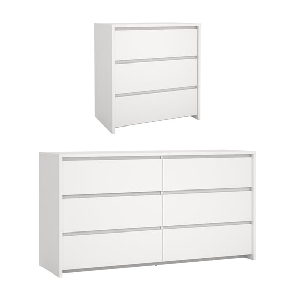 Tvilum Next 2-Piece Bedroom Set for Adults - 6 Drawer Double Dresser and Chest, White