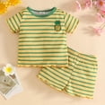 thumbnail image 2 of 2-3 Years Child Toddler Girl Outfits Short Sleeves T Shirt Tee Tops + Shorts Cute Outfits Set for 0 6 12 18 24 M 1t 2t 3t 4t 5t 6t Pajamas & Dailywear Set Girls Yellow Tracksuit, 2 of 5