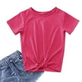 thumbnail image 1 of Gibobby Camisa&nbsp;Vaquera Camisetas con en la parte delantera para niñas pequeñas, camiseta de manga corta sólida con cuello redondo, blusa informal holgada de para verano（Rosa， 10-11 Años), 1 of 5