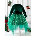 thumbnail image 2 of WIBACKER 2Pcs Kid Girl Xmas Dress and Cardigan Suit Spaghetti Strap Snowflake Print Lace Dress and Velvet Cardigan Tops Outfits 2-8Y, 2 of 11