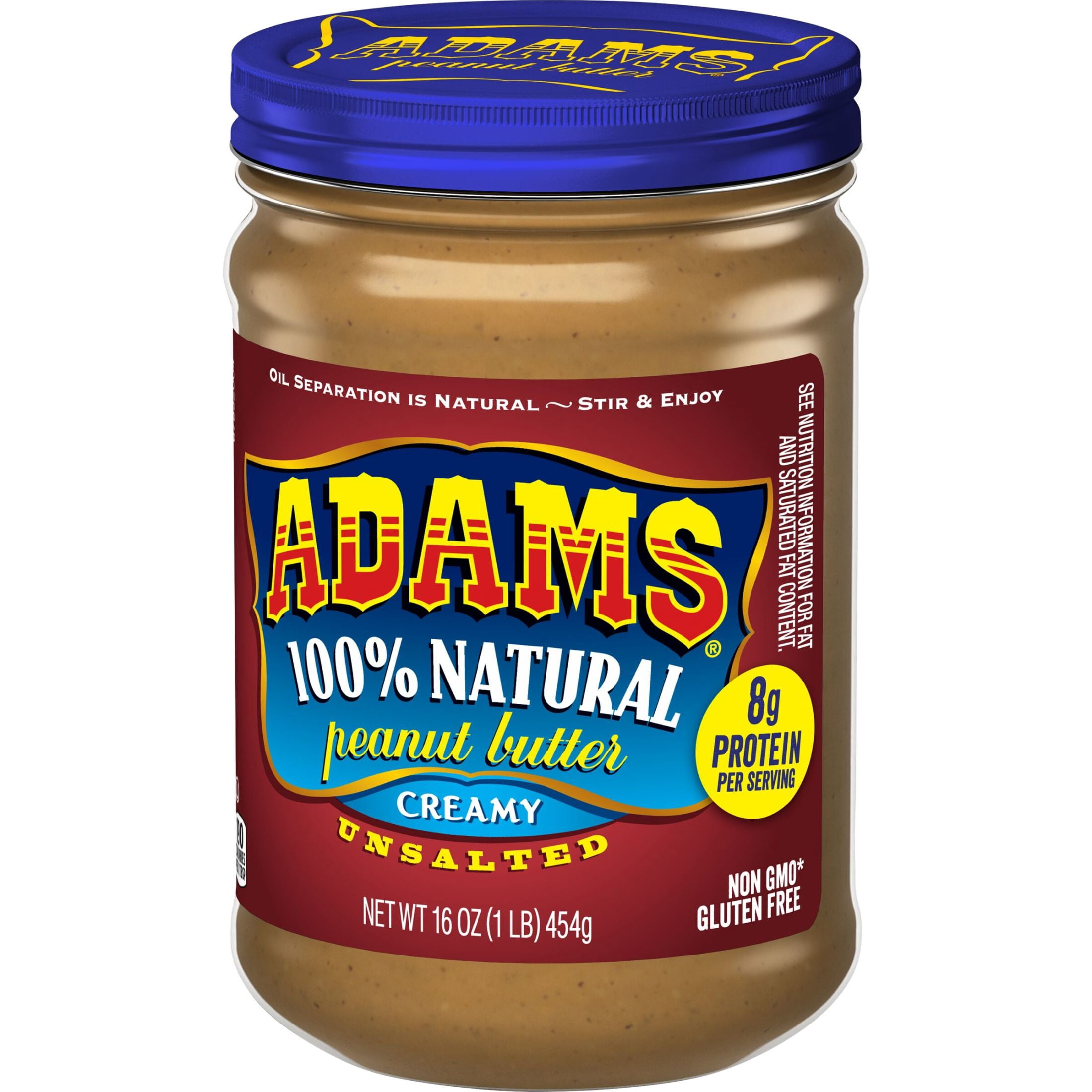 (3 pack) Adams Natural Creamy Unsalted Peanut Butter, 16 oz