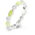 thumbnail image 1 of Kate Bissett R07881R-V61-05 Genuine Rhodium Plated Link Style Stacker Ring with Yellow Enamel Finish and Bezel Set Round Clear CZ in Silvertone - Size 5, 1 of 1