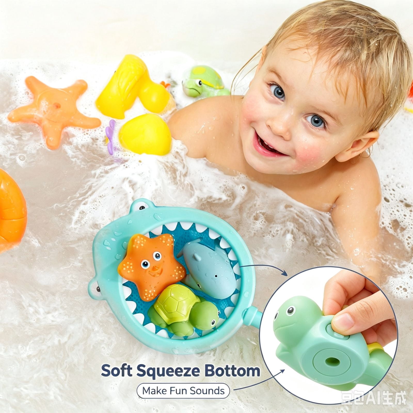Infantino Sea Life Water Toys 8-Piece Bath Squirters Set with Sea