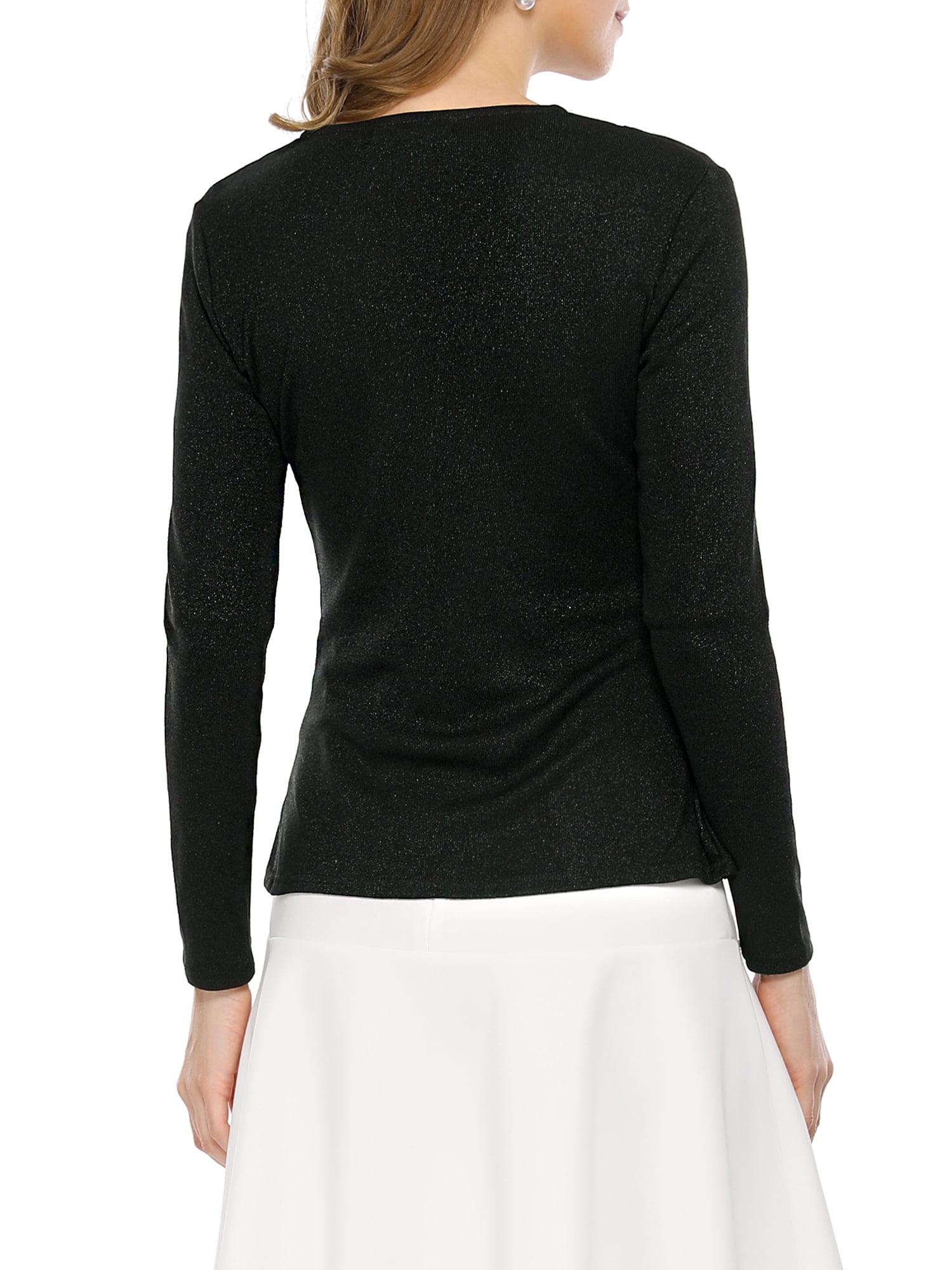 DARING DIVA Women's Tie Front Ruffled Hem Crop Knit Cardigan L Black