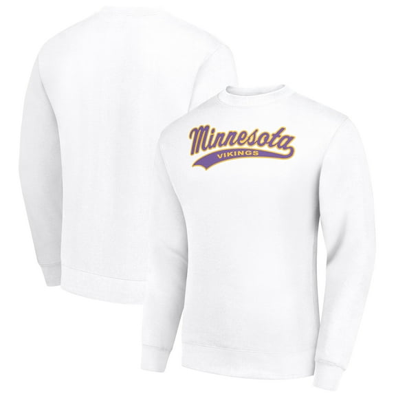 Men's Starter White Minnesota Vikings Tailsweep Team Graphic Tri-Blend Fleece Pullover Sweatshirt