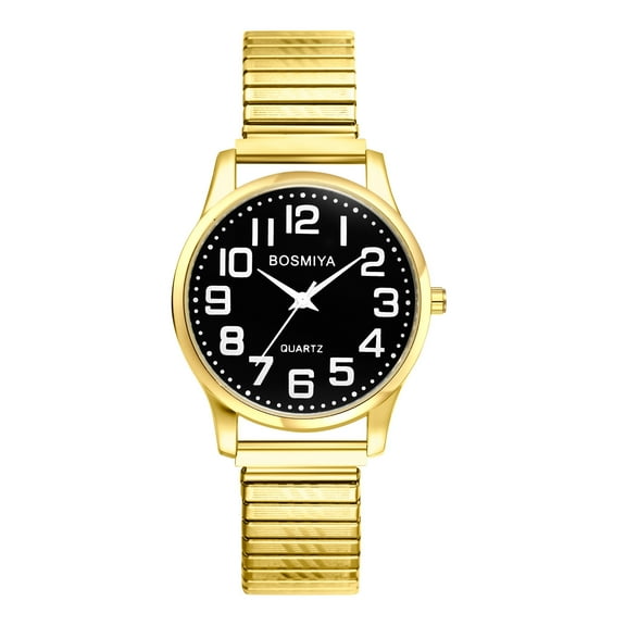 Avaner Stretch Watch for Men, Clear and Easy To Read Large Arabic Numerals Dial Stainless Steel Strap Portable Stretch Watch