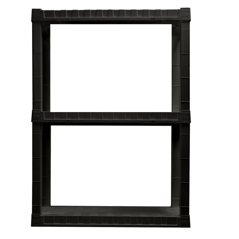 Hyper Tough 3-Tier Shelving Unit, W30 x D14 x H39 Multipurpose Garage  Plastic Shelf Organizer, Black