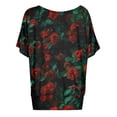 thumbnail image 4 of Graphic Tees for Women T-Shirts Women's Oversized T-Shirt with Batwing Sleeves Short Sleeve Tops Red M, 4 of 4
