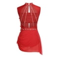 thumbnail image 2 of CHICTRY Women Sleeveless Rhinestones Figure Skating Dance Dress Ruched Mesh Modern Lyrical Dancewear Red L, 2 of 7