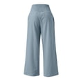 thumbnail image 4 of DENGDENG Wide Leg Cropped Pants for Women High Waisted Fall Pockets Athletic Pants Plus Size Cotton Linen Straight Solid Color Palazzo Elastic Pleated Loose Fit Casual Pants 2024 Sky Blue 3XL, 4 of 5