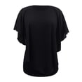 thumbnail image 6 of Workout Tank Tops Woman Loose Chiffon Short Sleeve Flowing Shawl Double Layer Tunic Blouse O Neck Solid Vest Black Summer Vacation Outfits Clothes XL, 6 of 6