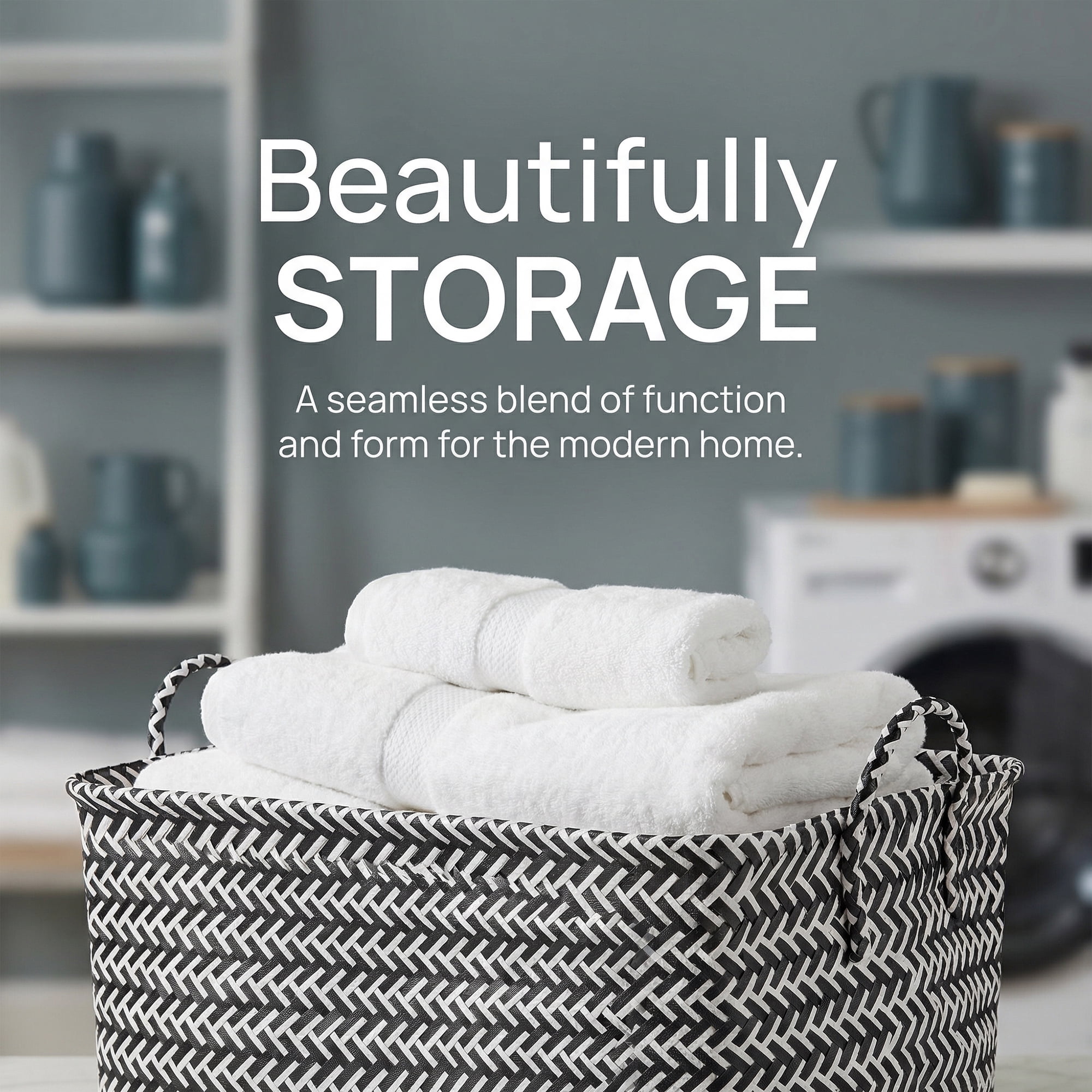 Unique Bargains Wicker Shelf Closet Storage Bin for Blankets Black 17.7" x 13.8" x 9.8"