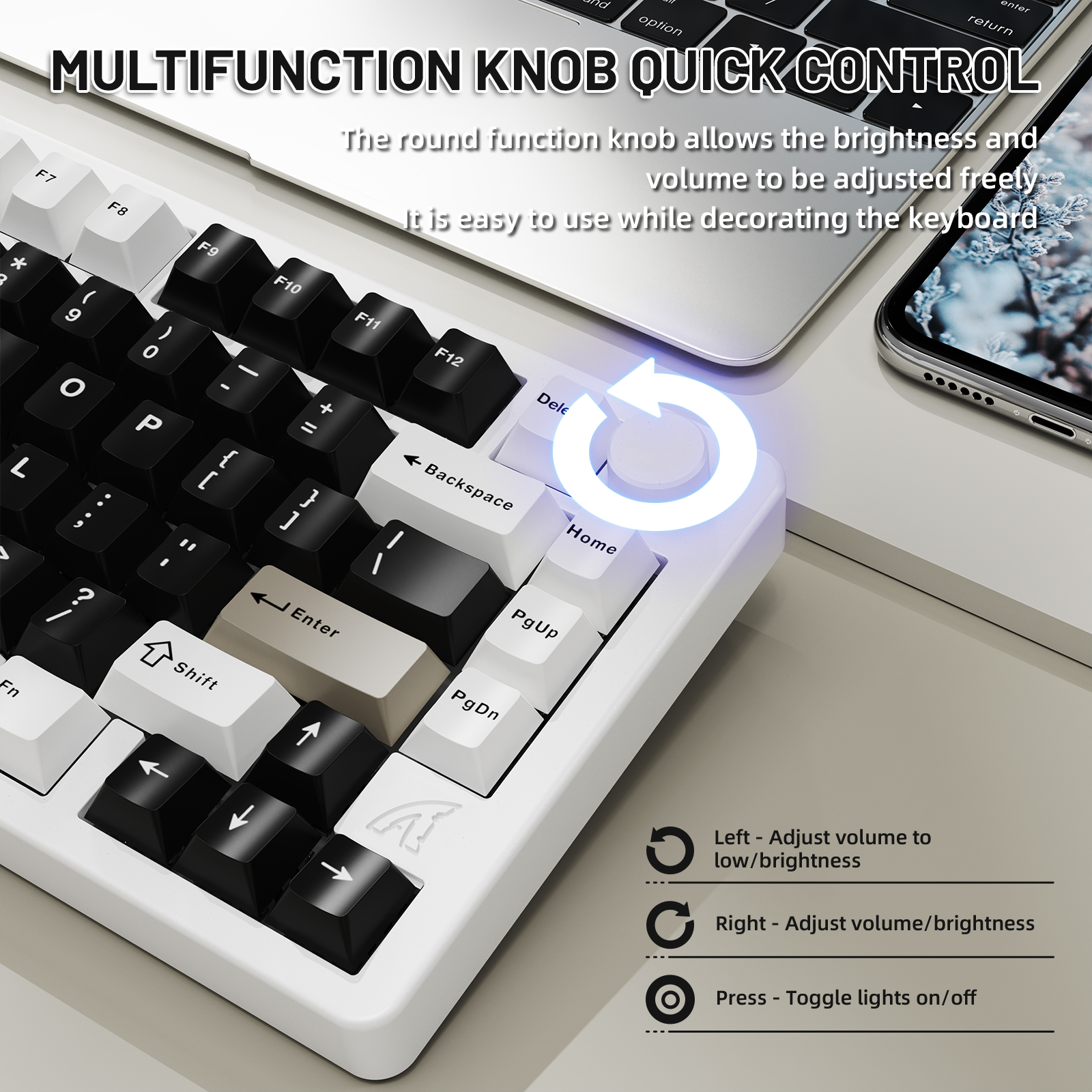 ATTACK SHARK X86 75% Wireless Gasket Mechanical Keyboard with Knob, CNC Aluminum Turd, 3 Mode Connectivity,82 Key Hot Swappable,Custom Linear Switches RGB Gaming Keyboard for Win/Mac/Linux-Milk White