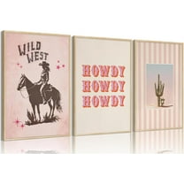 Western Cowboy Wall Art Cowboy Print Playing Card Wall Decor Trendy Brown Western Canvas Art Print Cactus Bull Skull Poker painting Posters Funky Vintage for Home Office（Only canvas）