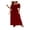 Wine Red, variant on LYMAYTER Off-Shoulder Short Sleeve Dress for Women's Casual Solid Color Ruffle Beach Maxi Dresses S-XL