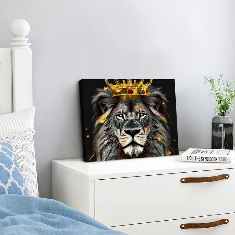 JRXY Lion and Lioness Canvas Wall Art Black and White Lion with