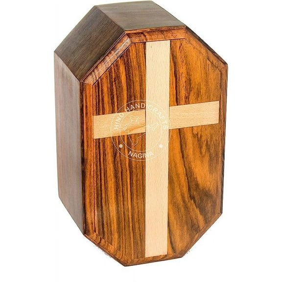 Urns for Human Ashes Adult, Rosewood Cremation Urns for Ashes, Funeral Urns, Burial Urns for Columbarium, Wooden Box Urns for Human Ashes - Large URNS Ashes (Maple Cross - 250 Cu/In)