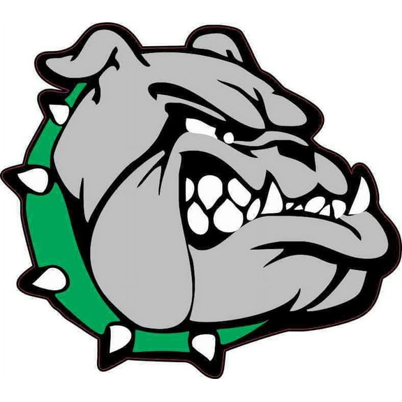 5in x 4.5in Right-Facing Green Collared Bulldog Sticker