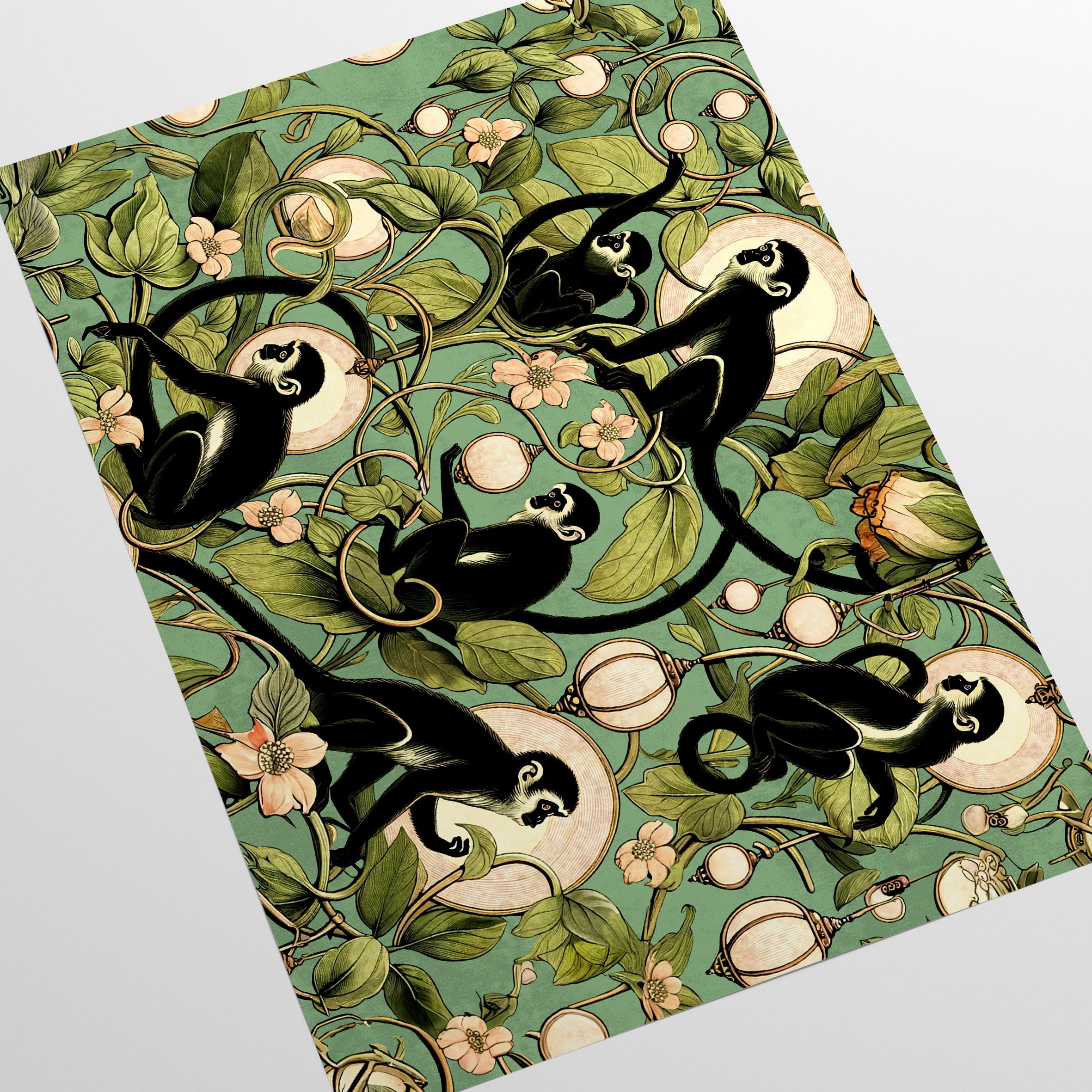 Wallpaper with Monkey Lanterns