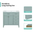 thumbnail image 5 of 36" Modern Bathroom Vanity Set with White Sink Top, Large Storage Cabinet with Tapered Wood Legs and Slides Drawers, Green, 5 of 9