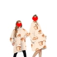 thumbnail image 4 of goowrom Family Cartoon Digital Printing Lamb Wool Warm Hooded Blanket, 4 of 9