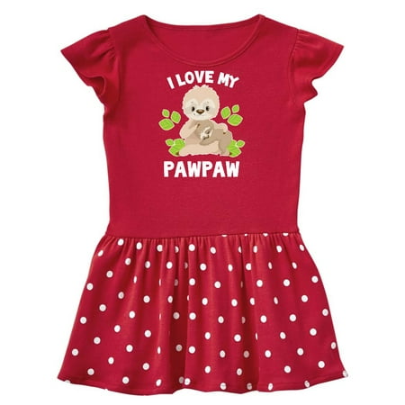 

Inktastic Cute Sloth I Love My Pawpaw with Green Leaves Gift Toddler Girl Dress