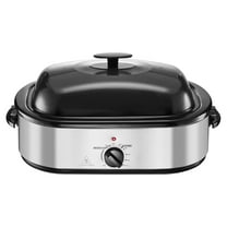 KFFKFF 18QT Electric Roaster Oven,Adjustable Temperature, Self-Basting Lid, Cool-Touch Handle, Defrost/Warm Functions, Stainless Steel Pan
