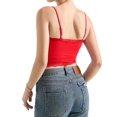 thumbnail image 6 of Women'S Square Neck Lace Tank Tops Sleeveless Crop Spaghetti Strap Summer Y2k Tops Red S, 6 of 7
