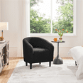 thumbnail image 3 of FullFurnique Boucle Barrel Chair with Backrest and Armrest, Black, 3 of 10