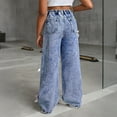 thumbnail image 6 of LIJCC Kids Girls Bow Decoration Jeans Elastic Waist Baggy Straight Wide Leg Denim Pants Trousers, 6 of 9