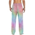 thumbnail image 2 of Men's Sleep Pants Lightweight Pjs Sleepwear Comfortable Lounge Pants Bottom Pants with Pocket Pastel Rainbow Tie-dye, 2 of 7
