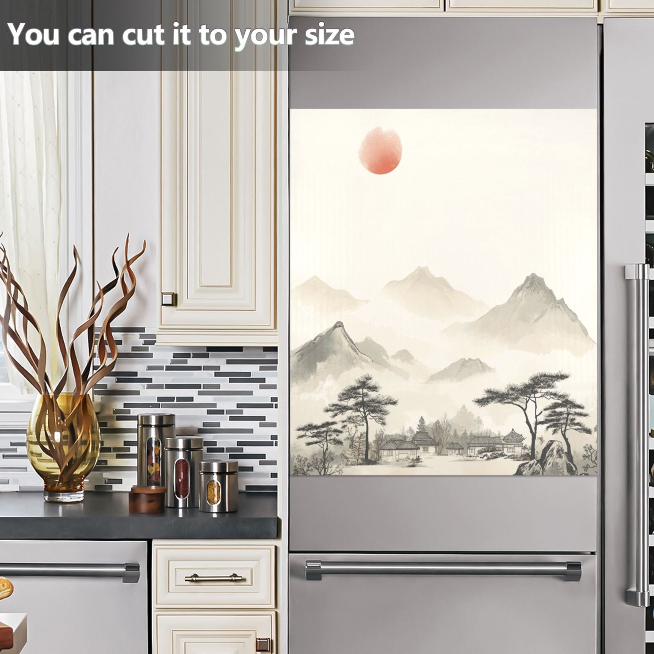 Dishwasher Magnetic Sticker 23x26 Inch Refrigerator Magnetic Sticker Washing Machine Magnetic Sticker Kitchen Panel Magnetic Sticker Home Decor Ink Wash Painting