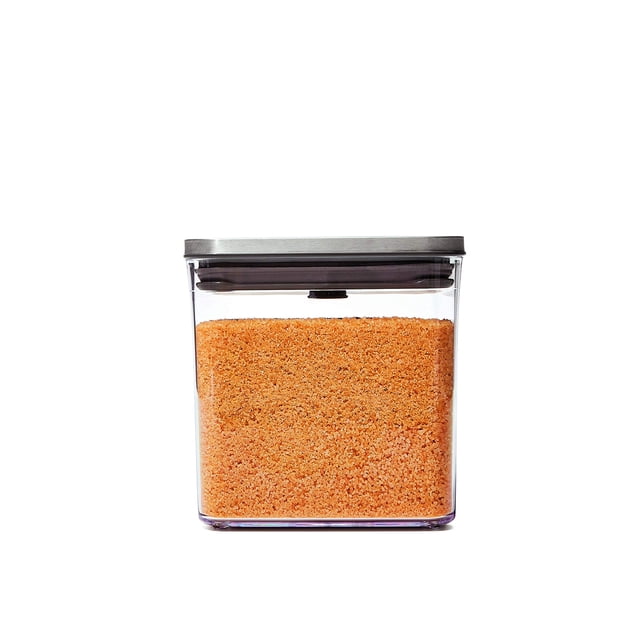 Recipiente OXO Steel POP Big Short Square de 2,6 L para cereales, color gris