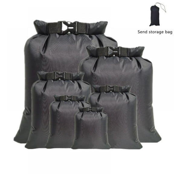 Waterproof Dry Bag Outdoor Swimming Kayaking Drifting Buckled Storage Sack, Set of 6