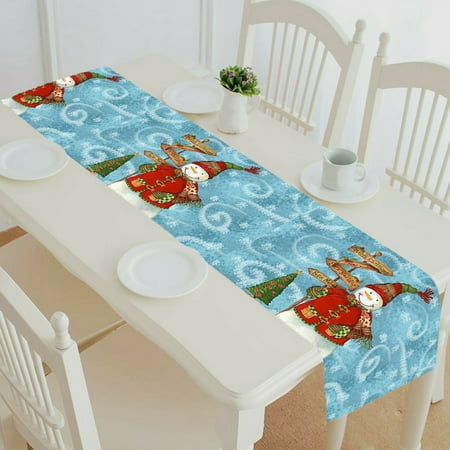 

ECZJNT Happy Snowman table runner table cloth tea table cloth 14x72 Inch