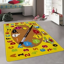 Allstar 8x10 Kids Area Rug in Multi with Multicolor Educational Art Themed Letters And Numbers design (7' 2" x 10' 2")