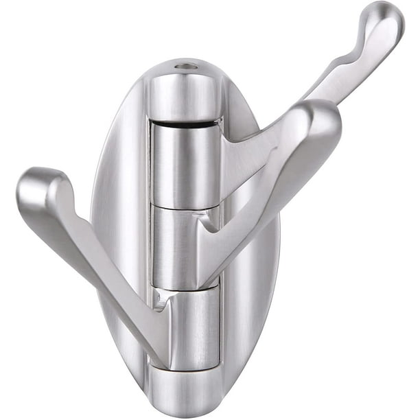 Folding Towel Hook Brushed Nickel, Angle Simple Metal 3 Arms Swivel Hook, Flexible Robe Coat