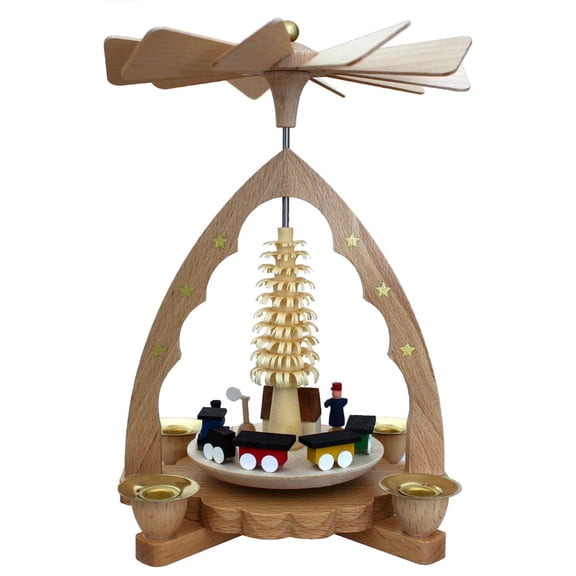 Alexander Taron 7.5" Richard Glaesser Train Pyramid Candle Holder