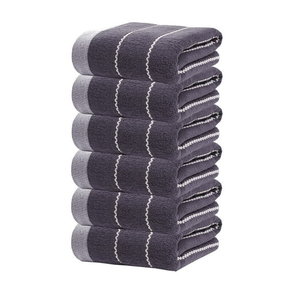 Twfbrm 6 Pcs Premium Hand Towels Set, Cotton Highly Absorbent Wavy Striped Decorative Towels, 400GSM Super Soft Lightweight Thick Microfiber Bath Towels for Beach Gym Shower Hotel and Spa