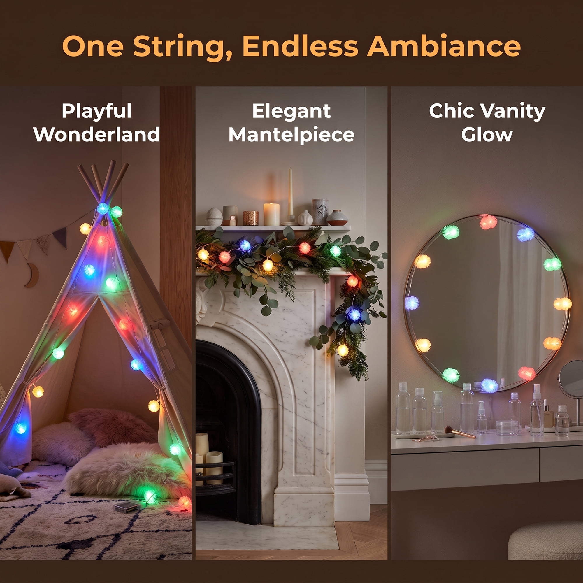 Unique Bargains Lights for Cozy Modern Fairy Lamps 4.9 ft Colorful Battery Operated