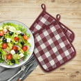 thumbnail image 3 of PowerSellerUSA Buffalo Kitchen Accessories, 2-Pack Pot Holder Plaid Set, Durable Heat Resistant Hot BBQ Pads for Pots Pans, Durable & Machine Washable Fabric, 8" x 8", Red, 3 of 3