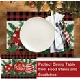 thumbnail image 4 of Christmas Ball Ornament Placemats Set of 4, Xmas Red Black Buffalo Plaid Check Believe Dining Table Place Mats, Holly Berry Pine Cone Farmhouse Holiday Kitchen Decor Home Decoration 12x18 Inch, 4 of 5