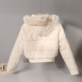 thumbnail image 4 of Winter Coats for Women Lenago Solid Color Long Sleeved Cotton Jacket With Large Collar And Waist Cinching Short Design Outerwear Jacket Parka Warm Winter Jackets Gifts for Women, 4 of 4