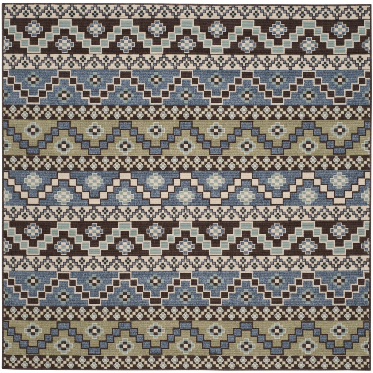 SAFAVIEH Veranda Luwig Southwestern Indoor/Outdoor Area Rug, 5'3" x 7'7", Blue/Cream