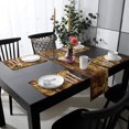 thumbnail image 2 of Table Runner with 6 Place Mats, Wine Splash in Glass on Vintage Letter Background Cotton-Linen Dining Mat Sets Heat Resistant Washable Placemat for Dining Table/Kitchen/Living Room/Picnic 16x72 Inch, 2 of 7